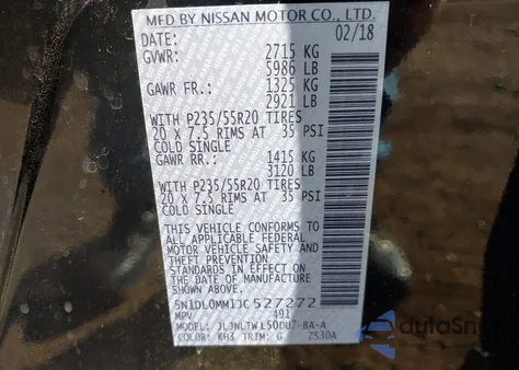 2018 Infiniti Qx60 from USA, damaged, VIN 5N1DL0MM1JC527272